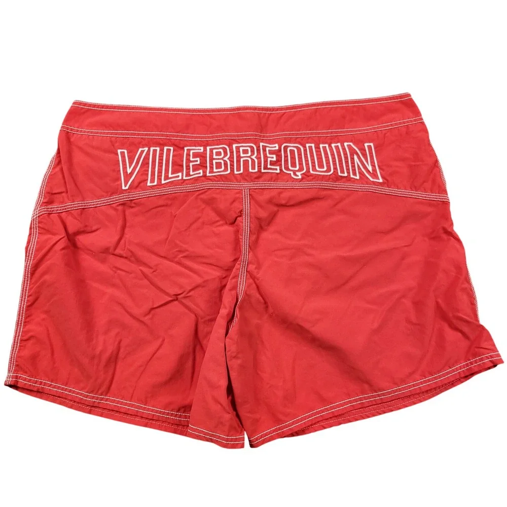 Vilebrequin Men's XXL Red Spellout Logo Flat Front Boardshorts Swim Trunks